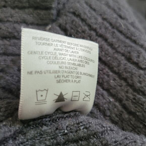 Roots 73 Size M Hooded V-Neck Knit Sweater Wood Bead Tie Drawstring Hem - Picture 10 of 10